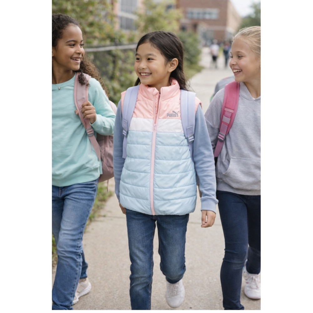 Puma Girls Multi-Color Sleeveless Puffer Vest
